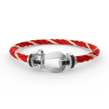 [⭐Aura]FORCE LARGE HORSESHOE BLACK DIAMOND BRACELET SILVER