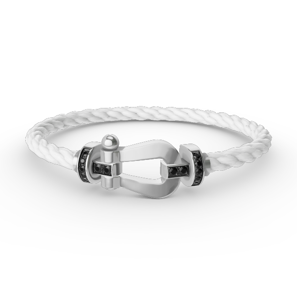 [⭐Aura]FORCE LARGE HORSESHOE BLACK DIAMOND BRACELET SILVER