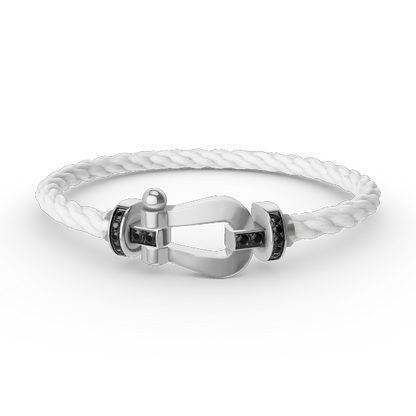 [⭐Aura]FORCE LARGE HORSESHOE BLACK DIAMOND BRACELET SILVER