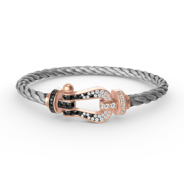 [⭐Aura]FORCE LARGE HORSESHOE BLACK WHITE DIAMOND BRACELET ROSE GOLD