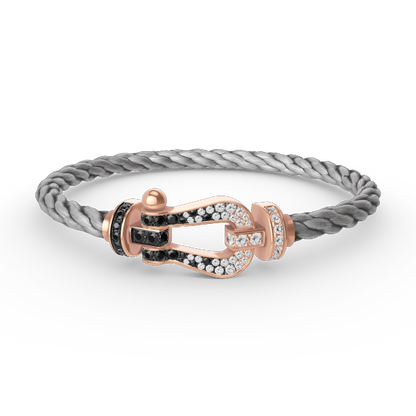 [⭐Aura]FORCE LARGE HORSESHOE BLACK WHITE DIAMOND BRACELET ROSE GOLD