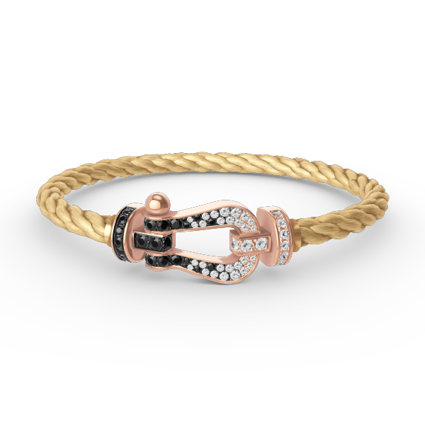 [⭐Aura]FORCE LARGE HORSESHOE BLACK WHITE DIAMOND BRACELET ROSE GOLD