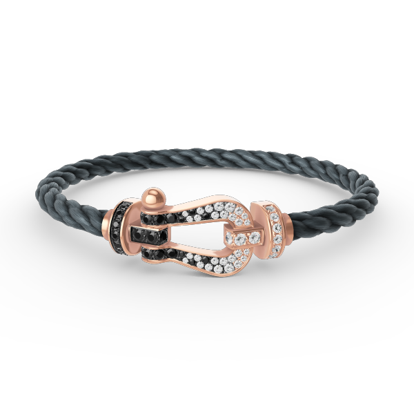 [⭐Aura]FORCE LARGE HORSESHOE BLACK WHITE DIAMOND BRACELET ROSE GOLD