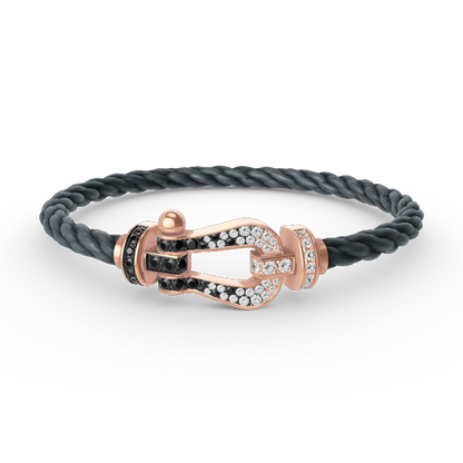 [⭐Aura]FORCE LARGE HORSESHOE BLACK WHITE DIAMOND BRACELET ROSE GOLD