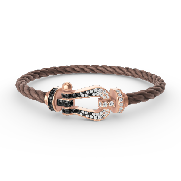 [⭐Aura]FORCE LARGE HORSESHOE BLACK WHITE DIAMOND BRACELET ROSE GOLD