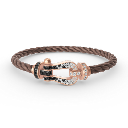 [⭐Aura]FORCE LARGE HORSESHOE BLACK WHITE DIAMOND BRACELET ROSE GOLD