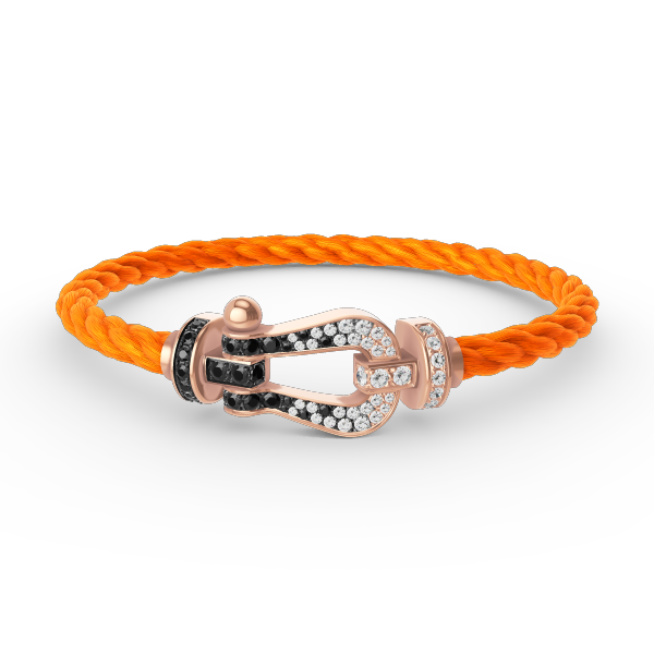 [⭐Aura]FORCE LARGE HORSESHOE BLACK WHITE DIAMOND BRACELET ROSE GOLD