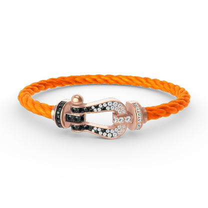[⭐Aura]FORCE LARGE HORSESHOE BLACK WHITE DIAMOND BRACELET ROSE GOLD