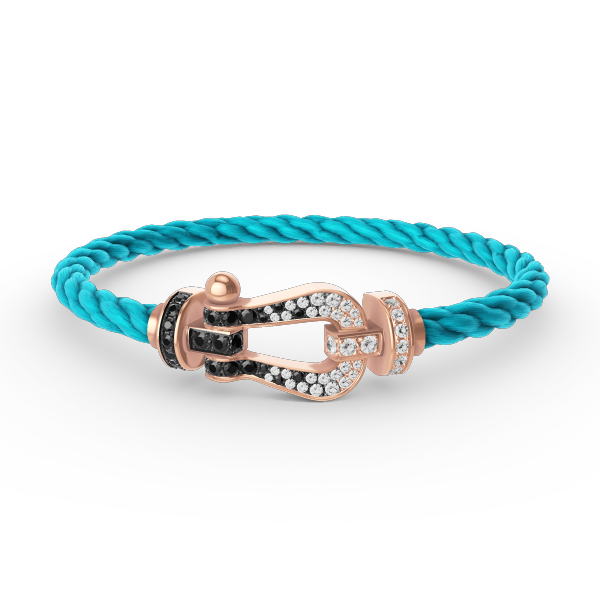 [⭐Aura]FORCE LARGE HORSESHOE BLACK WHITE DIAMOND BRACELET ROSE GOLD