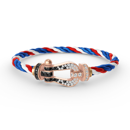 [⭐Aura]FORCE LARGE HORSESHOE BLACK WHITE DIAMOND BRACELET ROSE GOLD