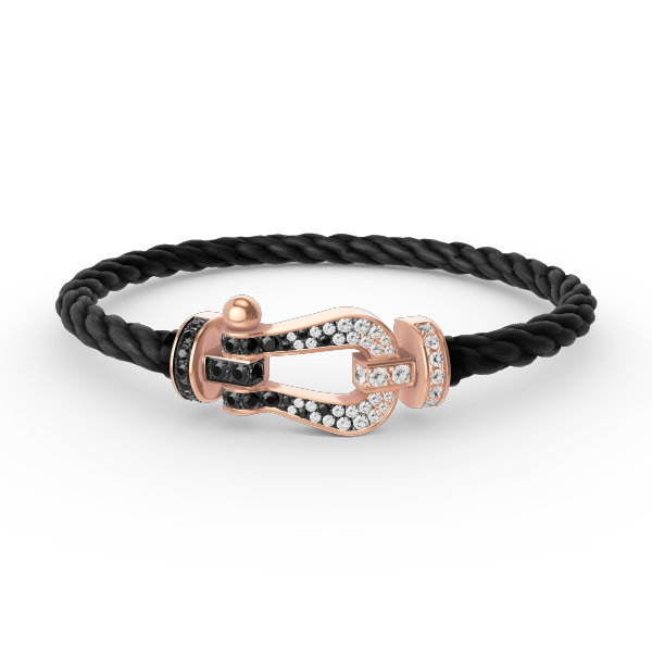 [⭐Aura]FORCE LARGE HORSESHOE BLACK WHITE DIAMOND BRACELET ROSE GOLD