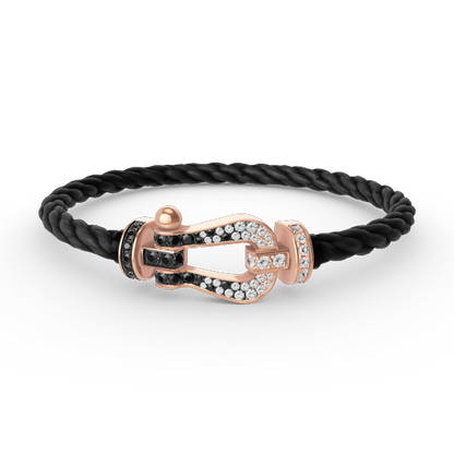 [⭐Aura]FORCE LARGE HORSESHOE BLACK WHITE DIAMOND BRACELET ROSE GOLD