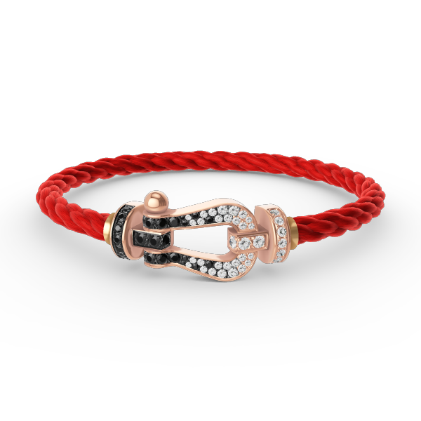 [⭐Aura]FORCE LARGE HORSESHOE BLACK WHITE DIAMOND BRACELET ROSE GOLD