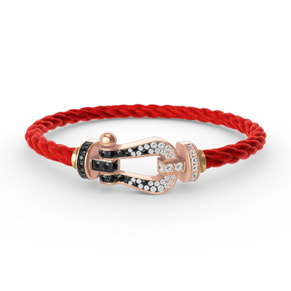 [⭐Aura]FORCE LARGE HORSESHOE BLACK WHITE DIAMOND BRACELET ROSE GOLD