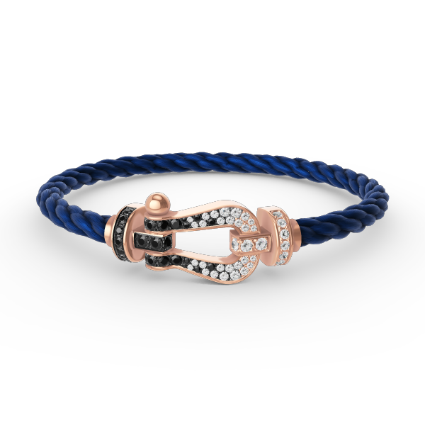 [⭐Aura]FORCE LARGE HORSESHOE BLACK WHITE DIAMOND BRACELET ROSE GOLD