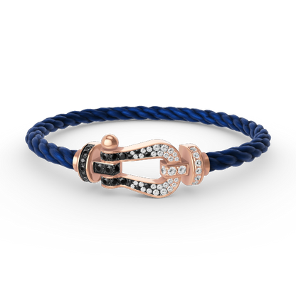 [⭐Aura]FORCE LARGE HORSESHOE BLACK WHITE DIAMOND BRACELET ROSE GOLD