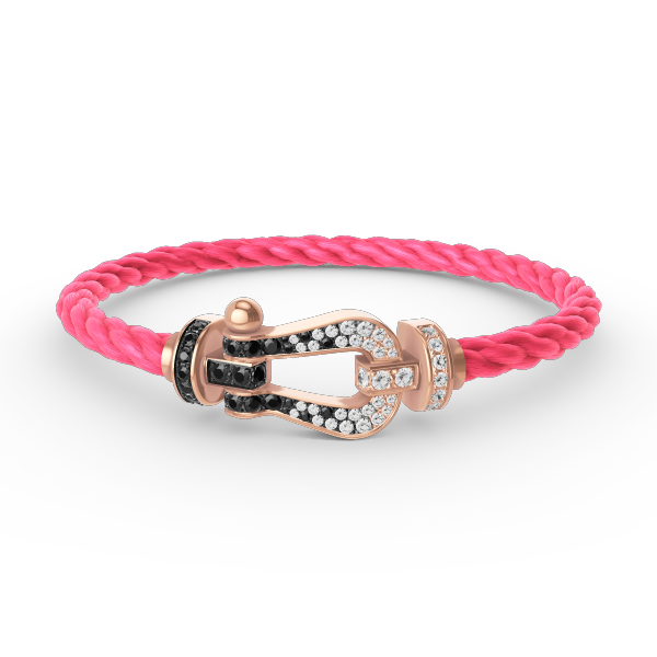 [⭐Aura]FORCE LARGE HORSESHOE BLACK WHITE DIAMOND BRACELET ROSE GOLD