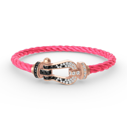 [⭐Aura]FORCE LARGE HORSESHOE BLACK WHITE DIAMOND BRACELET ROSE GOLD