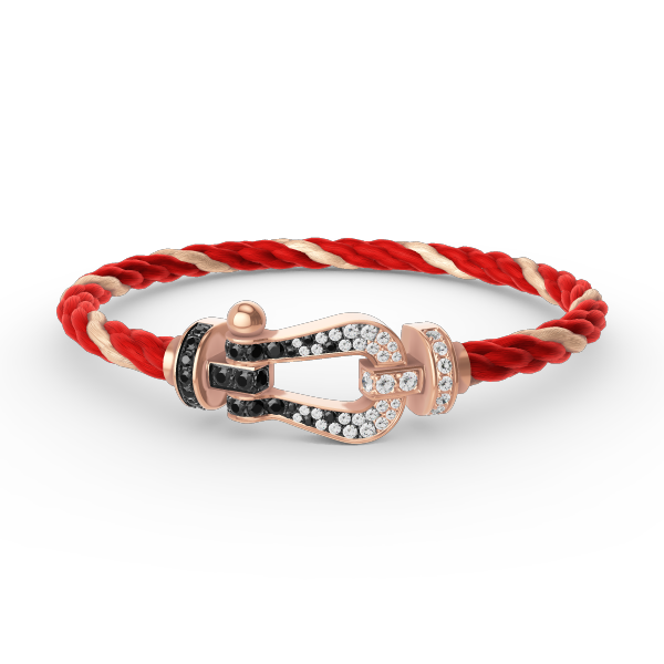 [⭐Aura]FORCE LARGE HORSESHOE BLACK WHITE DIAMOND BRACELET ROSE GOLD