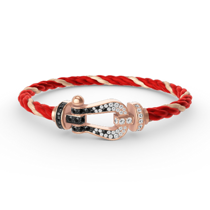 [⭐Aura]FORCE LARGE HORSESHOE BLACK WHITE DIAMOND BRACELET ROSE GOLD