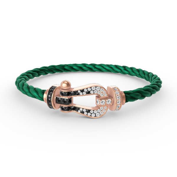 [⭐Aura]FORCE LARGE HORSESHOE BLACK WHITE DIAMOND BRACELET ROSE GOLD