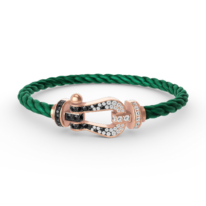 [⭐Aura]FORCE LARGE HORSESHOE BLACK WHITE DIAMOND BRACELET ROSE GOLD