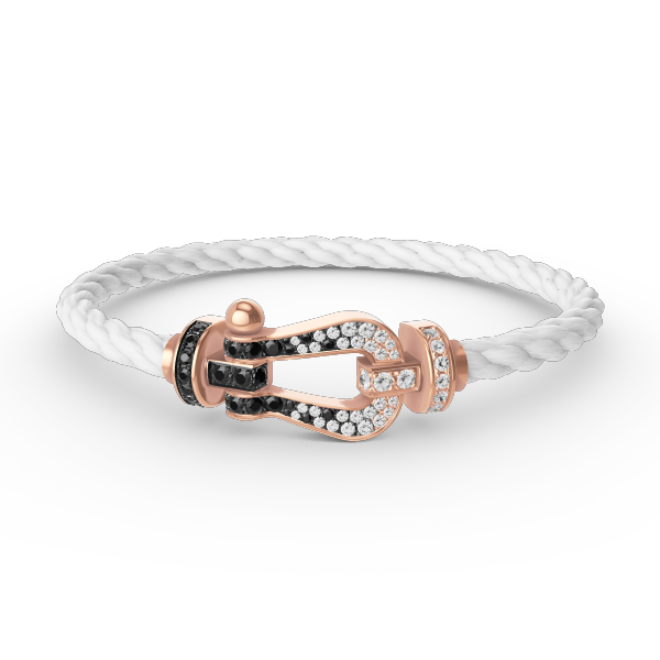 [⭐Aura]FORCE LARGE HORSESHOE BLACK WHITE DIAMOND BRACELET ROSE GOLD