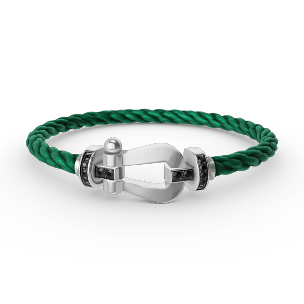 [⭐Aura]FORCE LARGE HORSESHOE BLACK DIAMOND BRACELET SILVER