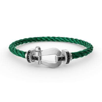[⭐Aura]FORCE LARGE HORSESHOE BLACK DIAMOND BRACELET SILVER