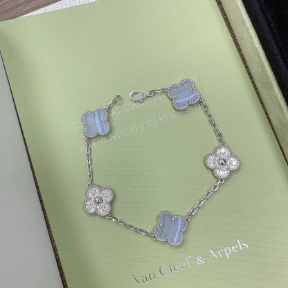 [⭐Aura] CLOVER 5 MOTIF PURPLE CHALCEDONY BRACELET COLLECTION