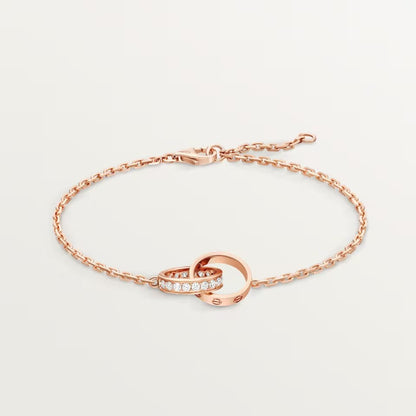 [⭐Aura]LOVE DOUBLE RING HALF DIAMOND BRACELET