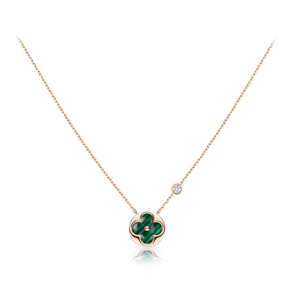 [⭐Aura]SUN PEDANT PINK GOLD 1 DIAMOND NECKLACE