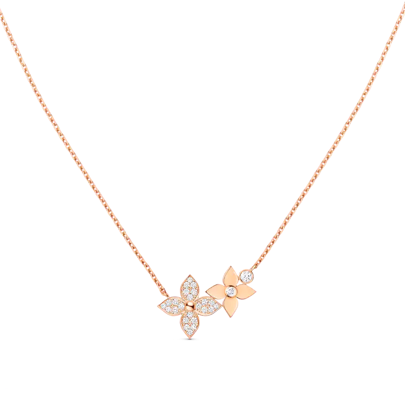 [⭐Aura]STAR BLOSSOM NECKLACE PINK GOLD DIAMONDS