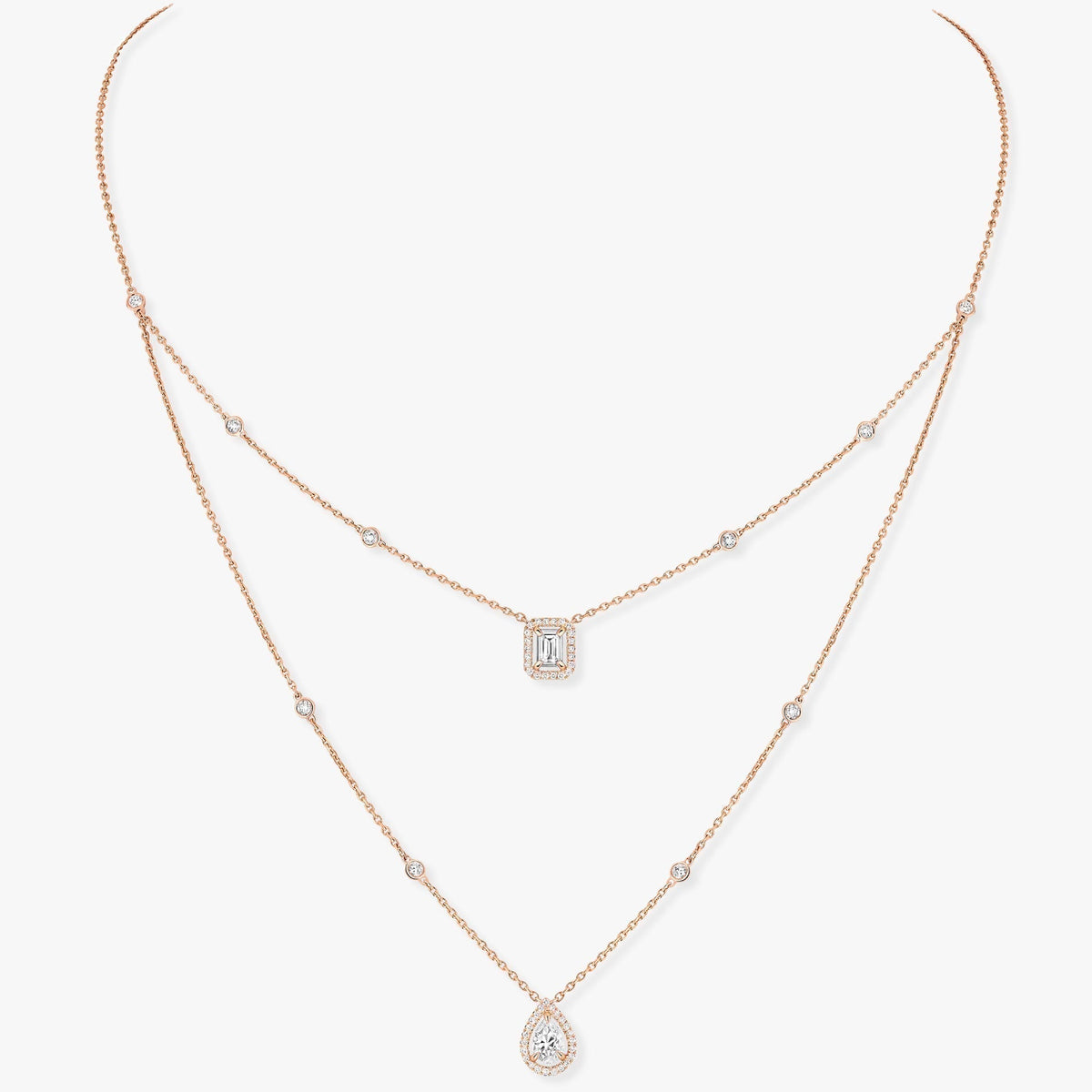 [⭐Aura]MY TWIN 2 ROW DIAMOND NECKLACE