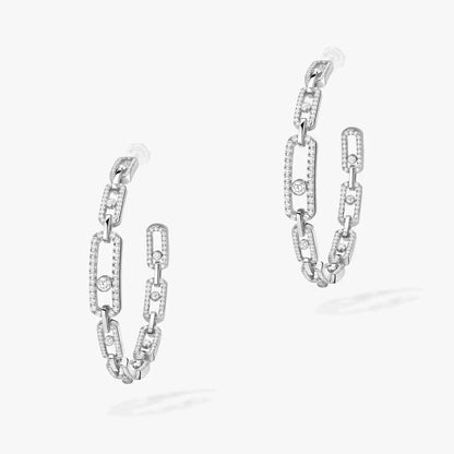 [[⭐Aura]Move Link Diamond Hoop Earrings