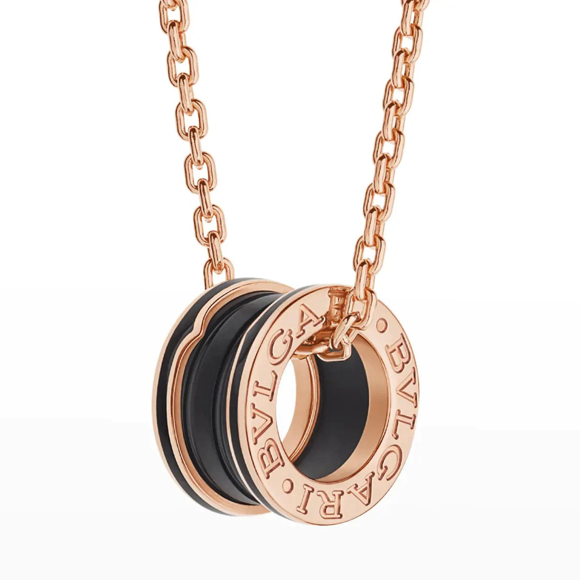 [⭐Aura]ZERO 1 BLACK CERAMIC PINK GOLD NECKLACE