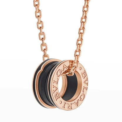 [⭐Aura]ZERO 1 BLACK CERAMIC PINK GOLD NECKLACE