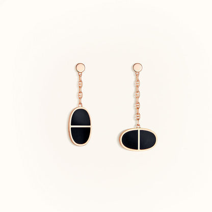 [⭐Aura]CHAINE VERSO BLACK CERAMIC EARRINGS