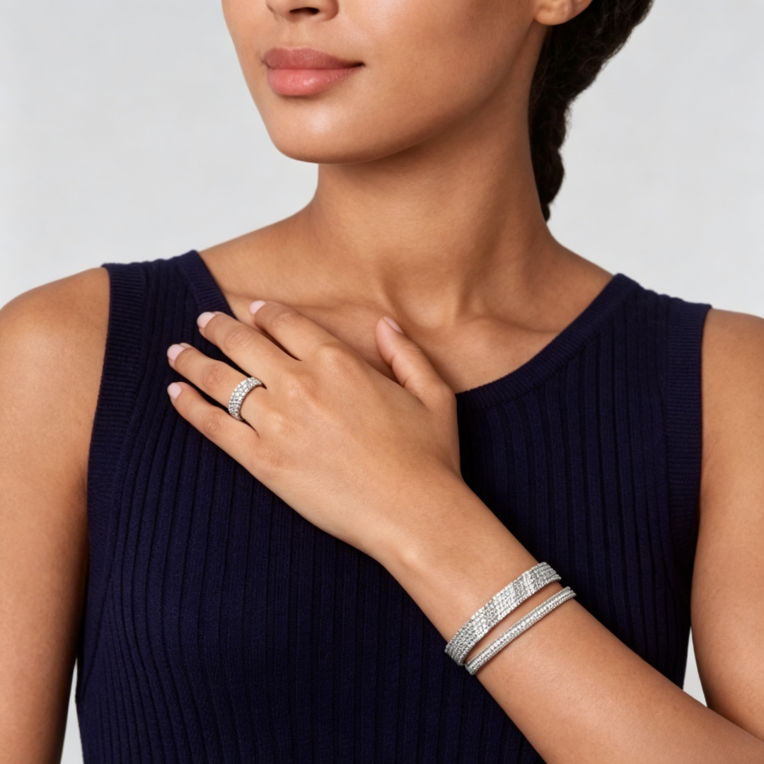 [⭐Aura] THREE-ROW DIAMOND RING