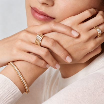 [⭐Aura] THREE-ROW DIAMOND RING