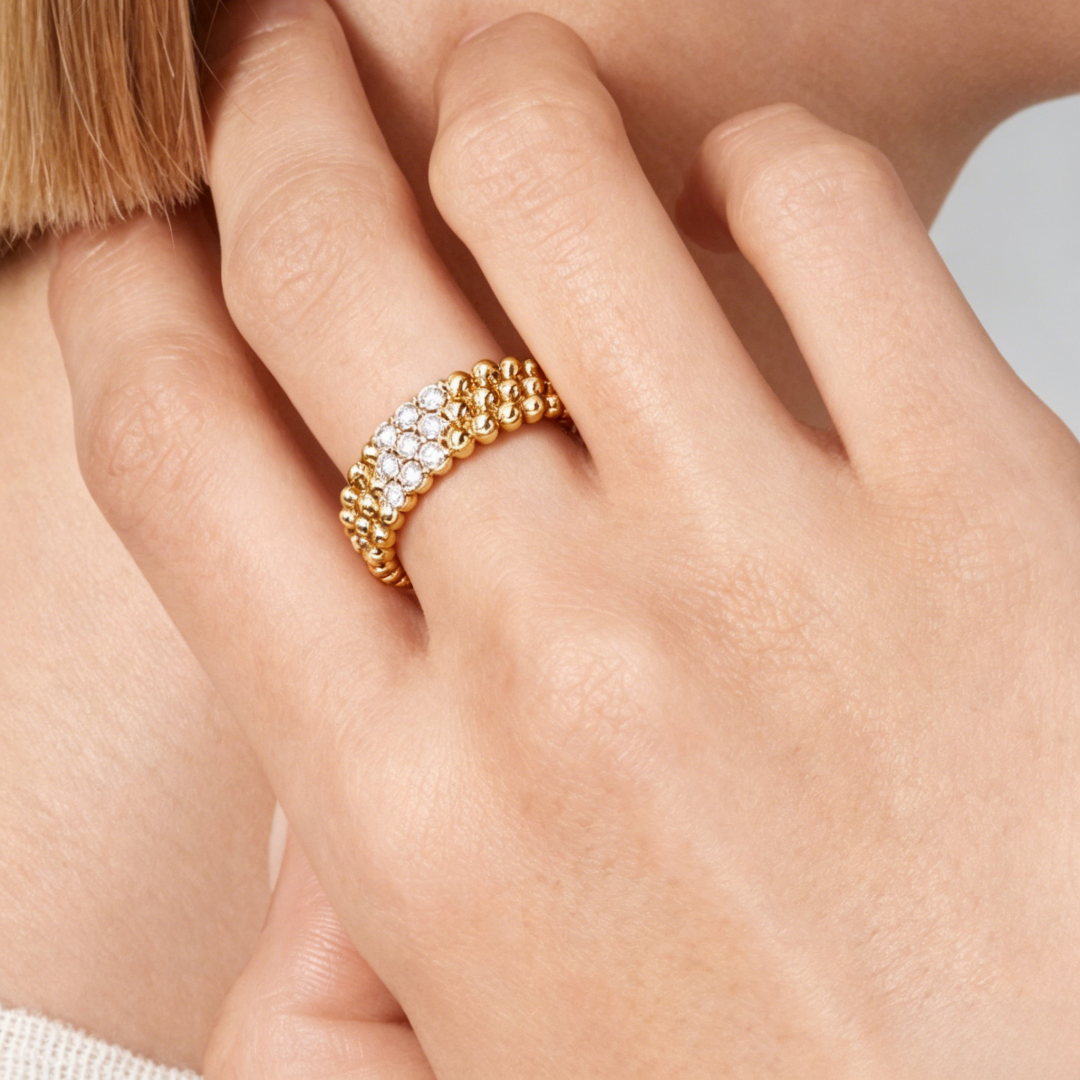[⭐Aura] THREE-ROW DIAMOND RING