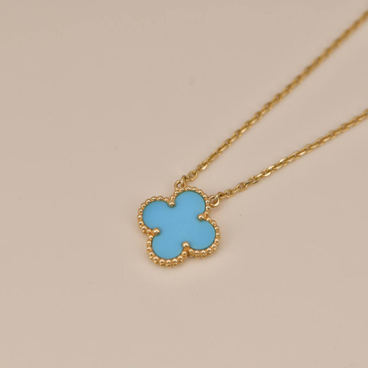 [⭐Aura]CLOVER 15MM VINTAGE TURQUOISE NECKLACE