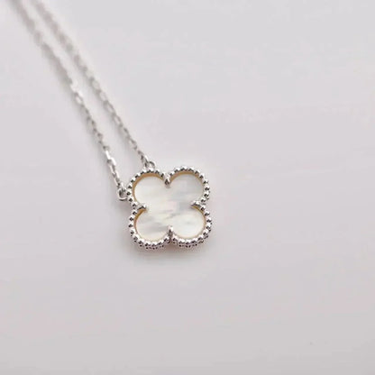 [⭐Aura]CLOVER  15MM WHITE MOTHER-OF-PEARL SILVER