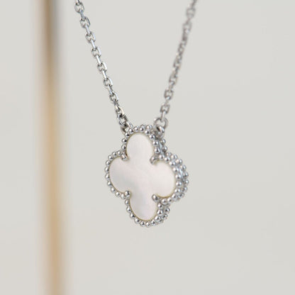 [⭐Aura]CLOVER  15MM WHITE MOTHER-OF-PEARL SILVER
