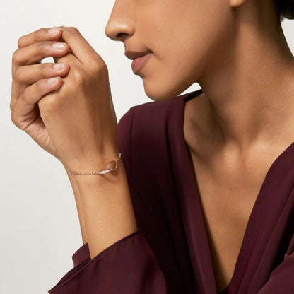 [⭐Aura]LOVE DOUBLE RING HALF DIAMOND BRACELET