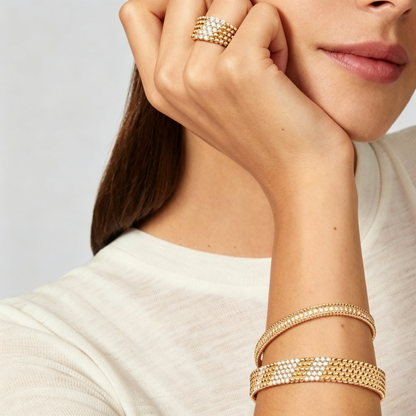 [⭐Aura]  FIVE-ROW DIAMOND BRACELET