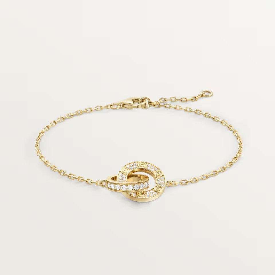 [⭐Aura]LOVE DOUBLE RING FULL DIAMOND BRACELET