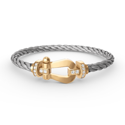[⭐Aura]FORCE LARGE HORSESHOE HALF DIAMOND BRACELET GOLD