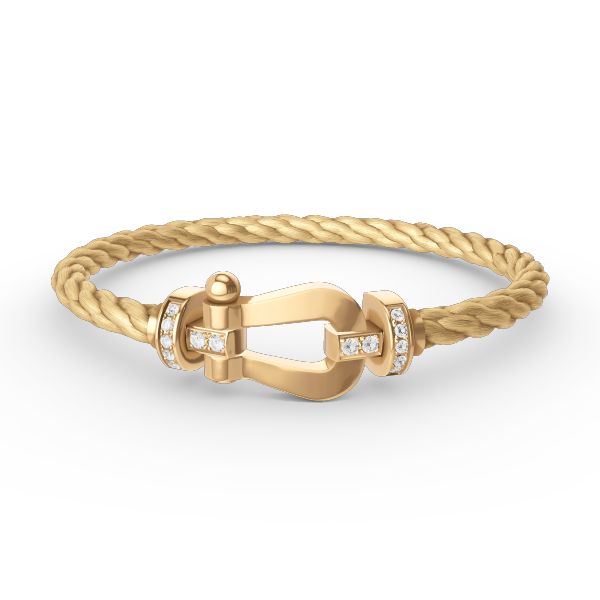 [⭐Aura]FORCE LARGE HORSESHOE HALF DIAMOND BRACELET GOLD