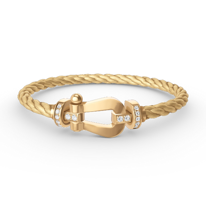 [⭐Aura]FORCE LARGE HORSESHOE HALF DIAMOND BRACELET GOLD